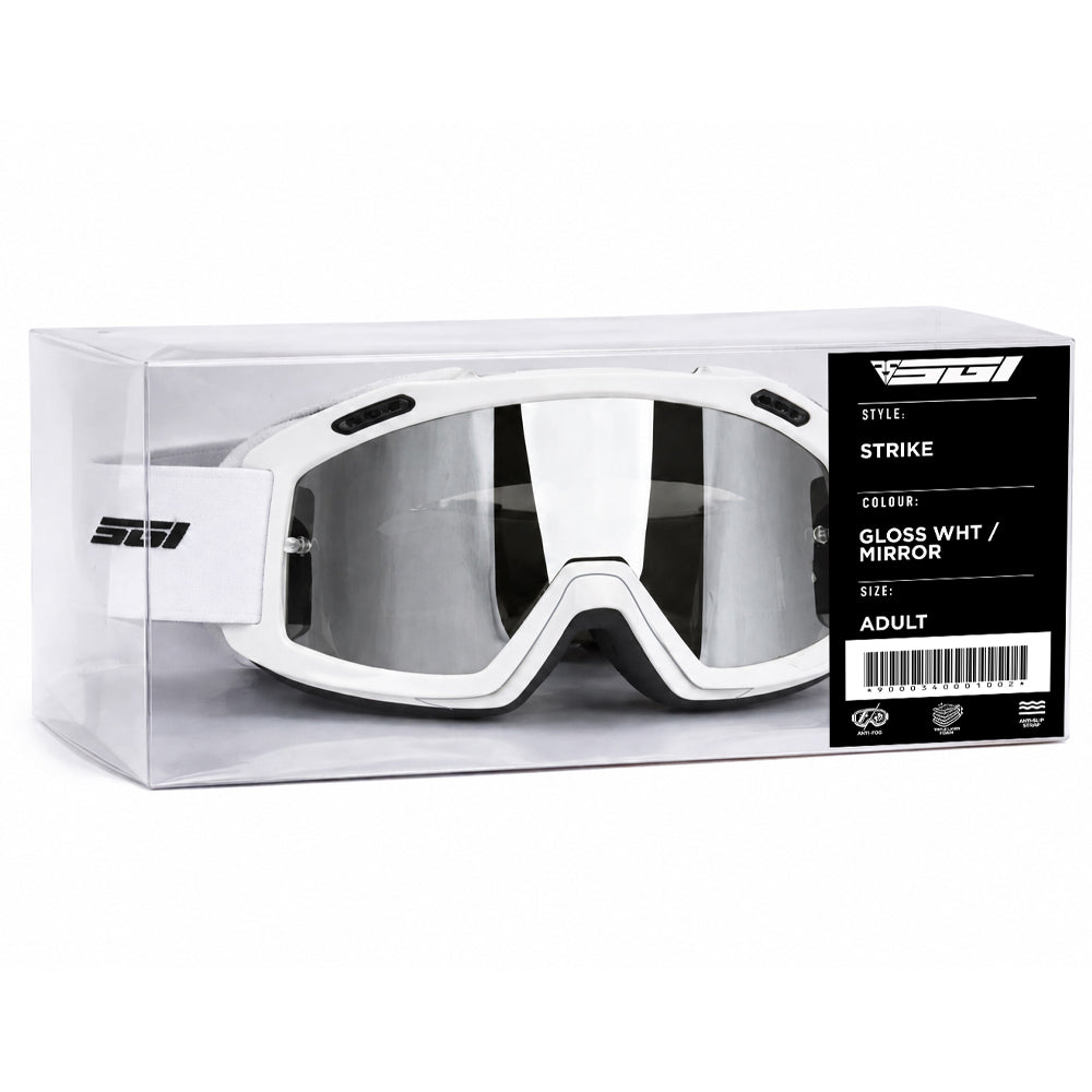 SGI Strike Goggles Gloss White Mirror Lens