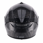 carbon fibre motorcycle helmet with a glossy finish on a white background